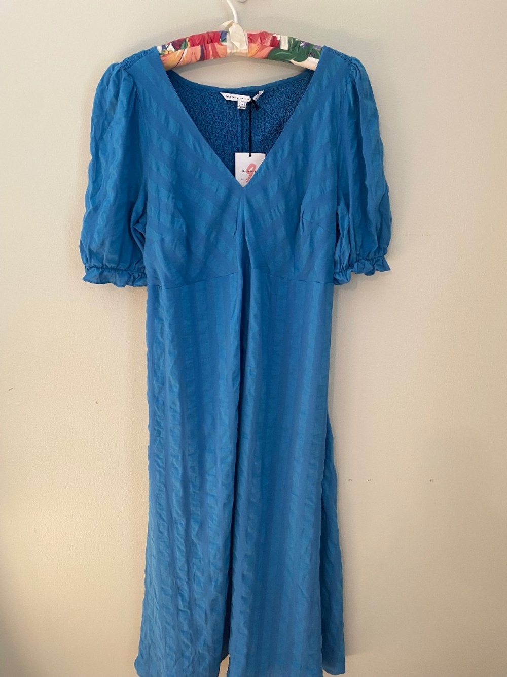NWT The Nines by Hatch maternity dress in bright blue. Flattering, comfortable,